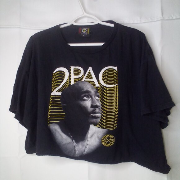 Cross Colours Tupac Shakur Shirt Women 1X Cropped T-Shirt Short Sleeve 2Pac - Picture 1 of 12